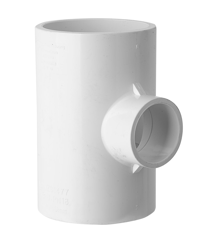 PVT8040 PVC Pressure Reducing Tee 80mm x 40mm